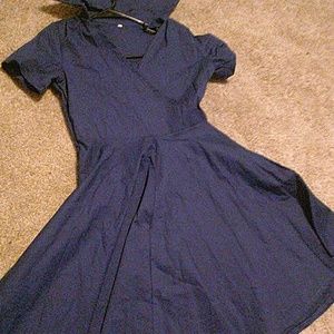 Vintage Style Cute Navy Blue Dress